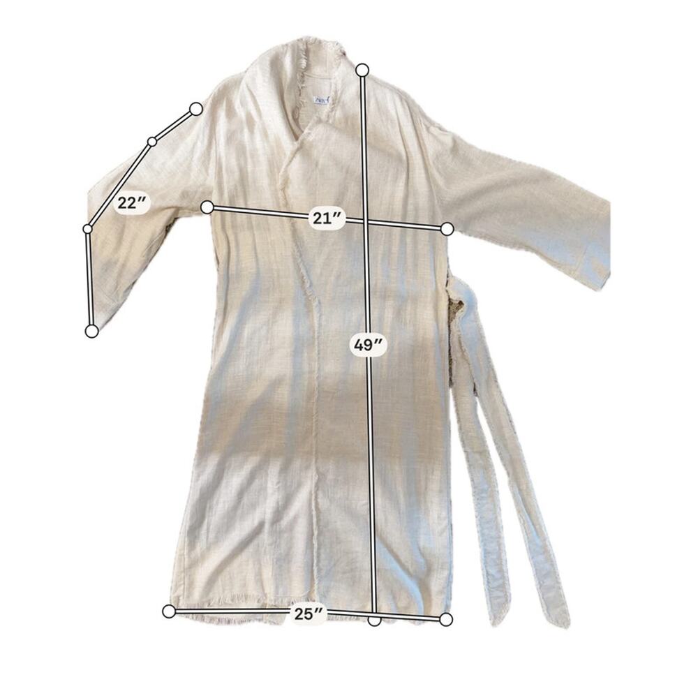 Zara NWT Rustic Frayed Linen Blend Trench Coat Light Beige XS-S 2909 - Picture 2 of 9